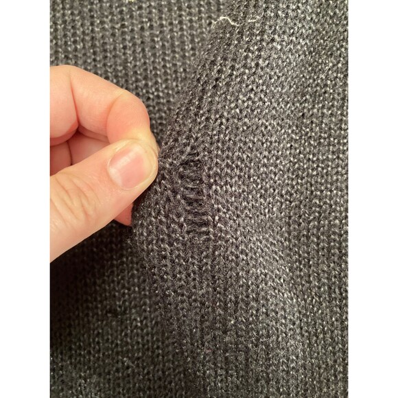 Vintage 80s Fancy Sweater 1980s Black & Silk Long Sleeve New Wave Size Large - Picture 6 of 8